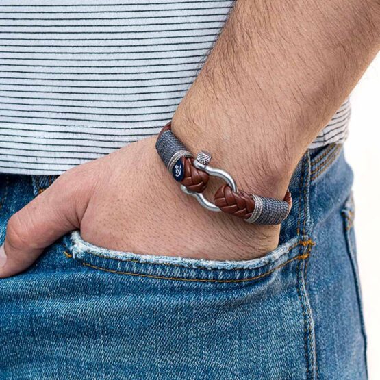 Braccialetto marittimo in pelle, fatto a mano, per donne e uomini, con chiusura in acciaio inox da 4 mm, CNJ #10019 - immagine 3