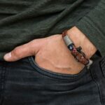 Bracciale marittimo in pelle, fatto a mano, per donne e uomini, con chiusura in acciaio inox da 4mm CNJ #10023 - immagine 3
