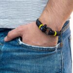 Bracciale marittimo in pelle, fatto a mano, per donne e uomini, con chiusura in acciaio inox da 4mm CNJ #10028 - immagine 3