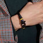 Bracciale marittimo in pelle, fatto a mano, per donne e uomini, con chiusura in acciaio inox da 4mm CNJ #10028 - immagine 3