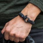 Bracciale marittimo in pelle, fatto a mano, per donne e uomini, con chiusura in acciaio inox da 4mm CNJ #10029 - immagine 3