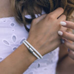 Braccialetto Maritimes in pelle, fatto a mano, per donna, con chiusura magnetica in acciaio inox CNJ #10039 - immagine 3