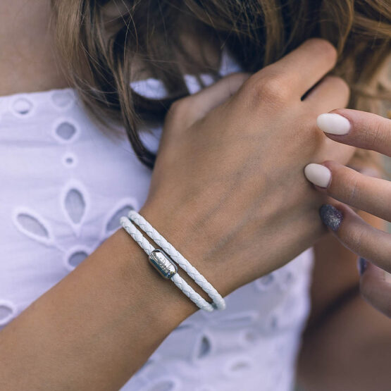 Braccialetto Maritimes in pelle, fatto a mano, per donna, con chiusura magnetica in acciaio inox CNJ #10039 - immagine 3