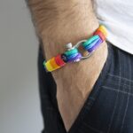 Braccialetto marittimo in corda da vela - Pride, fatto a mano, per donna e uomo, con chiusura a moschettone in acciaio inox 4mm CNB #5152 - immagine 3