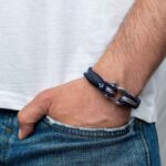 Braccialetto marittimo in corda da vela, fatto a mano, per uomini e donne, con chiusura in acciaio inox a moschettone da 4 mm, CNB #5028 - immagine 3