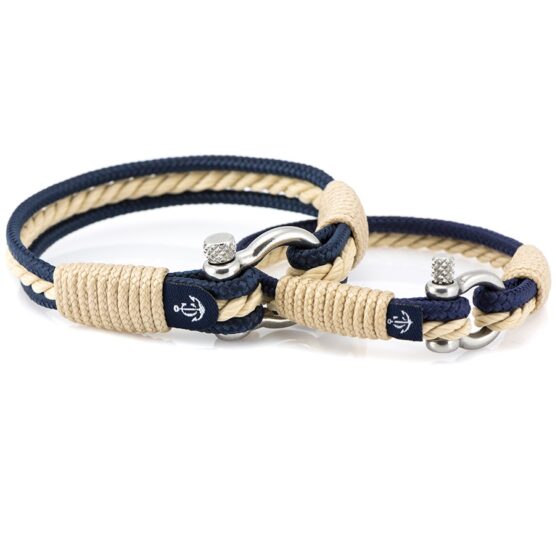 Set da 2 braccialetti marittimi per partner, braccialetti dell’amicizia, in corda da vela, fatti a mano, con chiusura in acciaio inox CND #950 - immagine 1