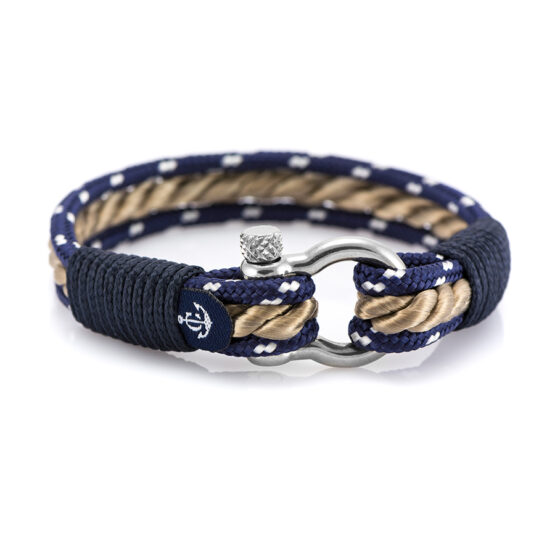 Braccialetto marittimo in corda da vela, fatto a mano, per uomini e donne, con chiusura in acciaio inox a moschettone da 4 mm, CNB #5068 - immagine 1
