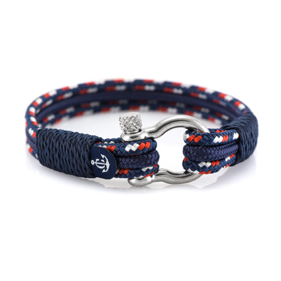 Braccialetto marittimo in corda da vela, fatto a mano, per uomini e donne, con chiusura in acciaio inox a moschettone da 4 mm, CNB #5118 - immagine 1