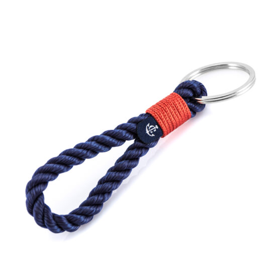 Portachiavi in corda da vela, fatto a mano con anello portachiavi in acciaio inox CNK #8125 - immagine 1
